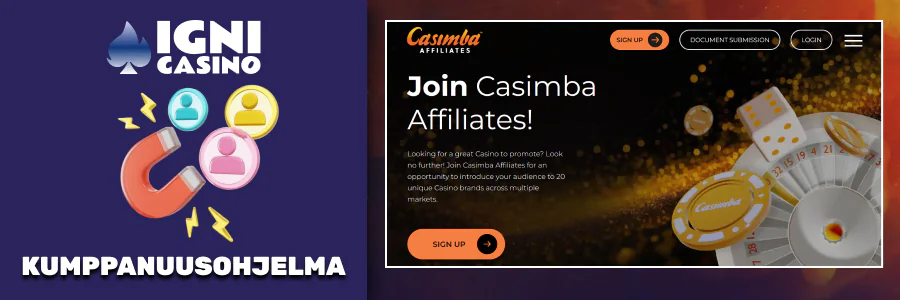 Igni Casino kumppaniohjelma, jopa 45% provisio.