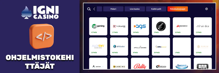 Igni Casino pelituottajat, Relax, ELK, Evolution, Pragmatic