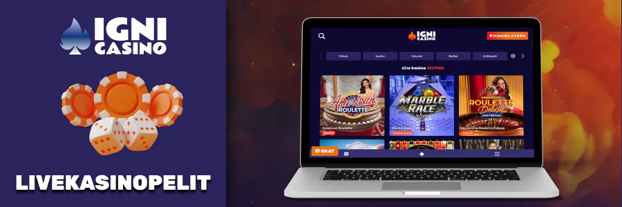 Igni Casino live-jakajat, ruletti, blackjack, baccarat-pelit.
