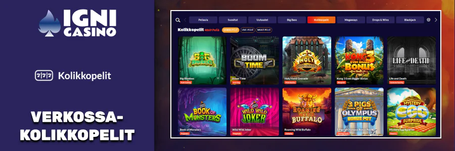 Igni Casino 4 800+ online-kolikkopeliä, suositut suomalaiset pelit.