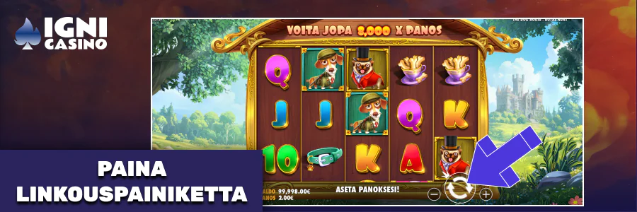 Aloita Igni Casino peli, paina pyöräytys- tai jakokorttien painiketta.